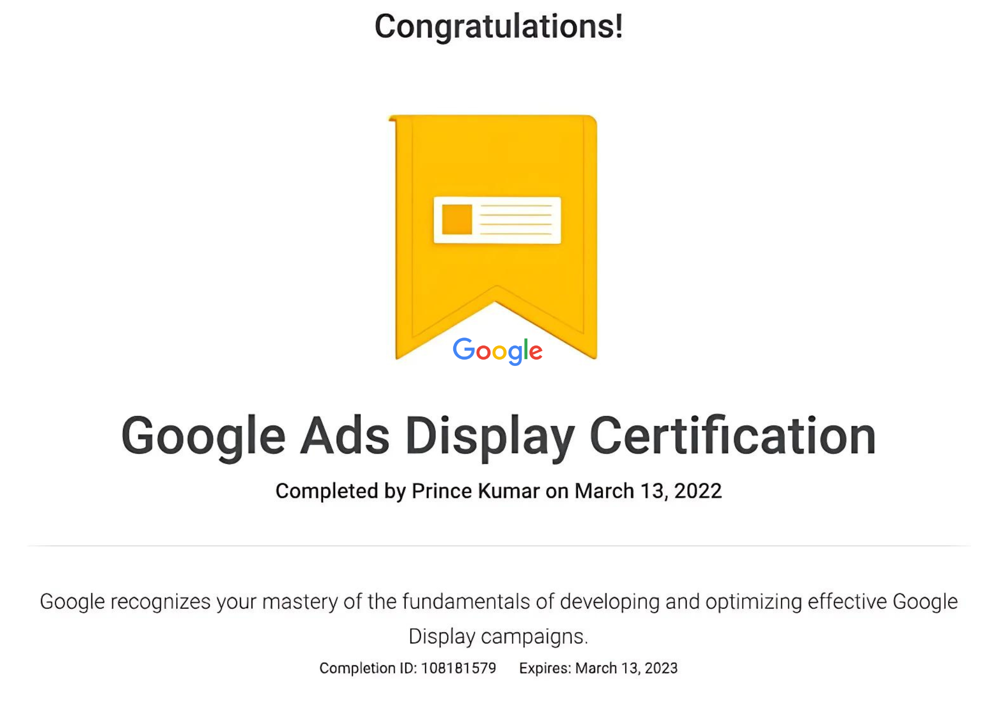Google ads display